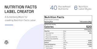 Nutrition Facts Label Creator (Gutenberg Block) v0.1.0